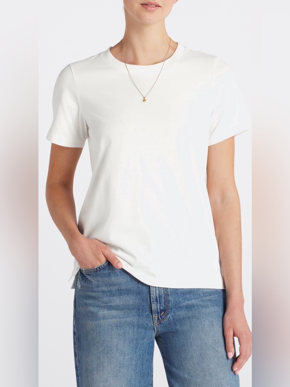 NWOT Market & Spruce Davie Cotton Everyday Crewneck Tee White Medium